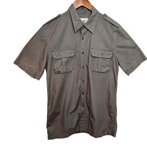 Calvin Klein Jeans Skull Graphic Shirt‎ Mens Medium Military Gray Cotton